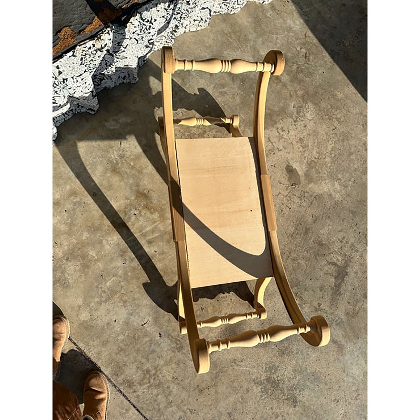 Natural Bedside Chair In Unpainted Wood In Hollywood Regency Style photo 2980.0