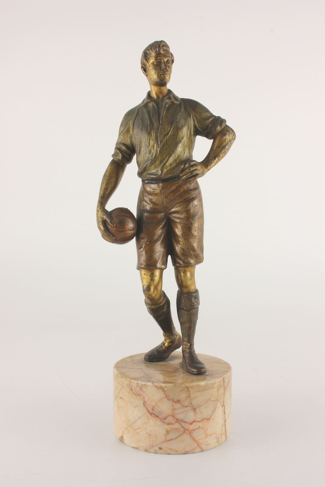 935.0 Bergman Bronze Footballer Statue. Soccer Player Football Figure C1890. photo