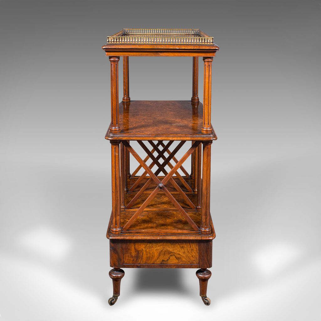 Antique Canterbury Whatnot, English Burr Walnut, Display Stand, Etagere, Regency photo for sale