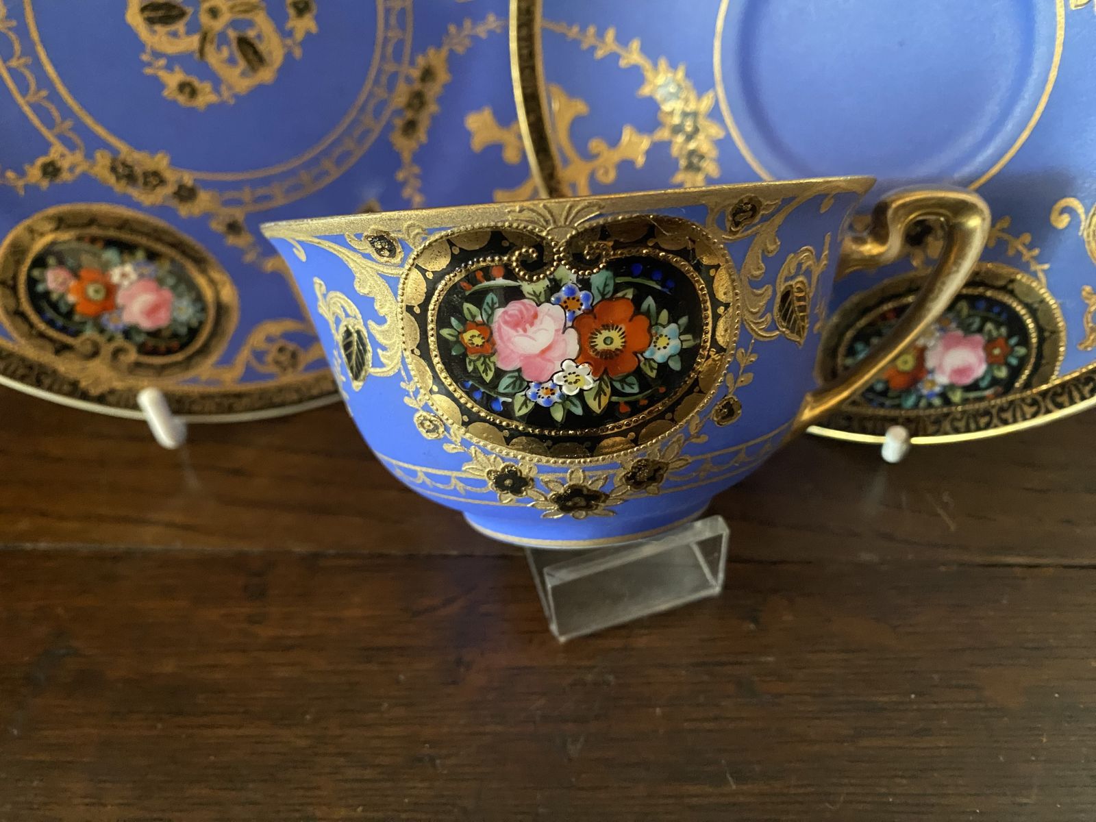 Very Attractive Noritake Trio In Vibrant Blue Rare Porcelain photo furniture