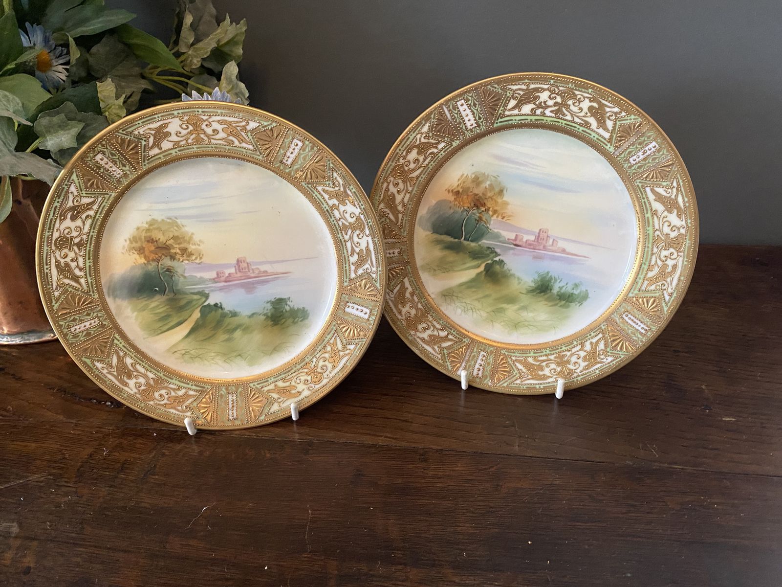 A Pair Of Noritake Cabinet Plates Porcelain