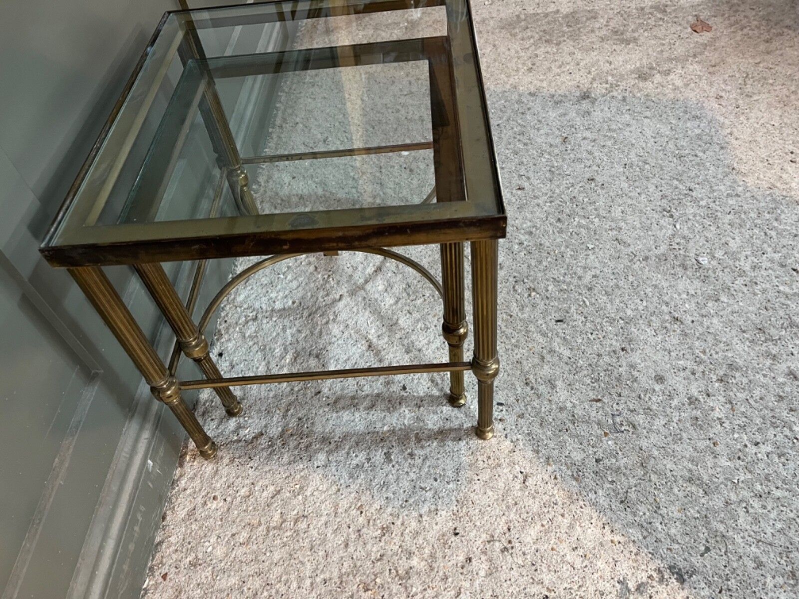 photo furniture Vintage Glass & Brass Tables Nest Of Three 1970’s Excellent Condition