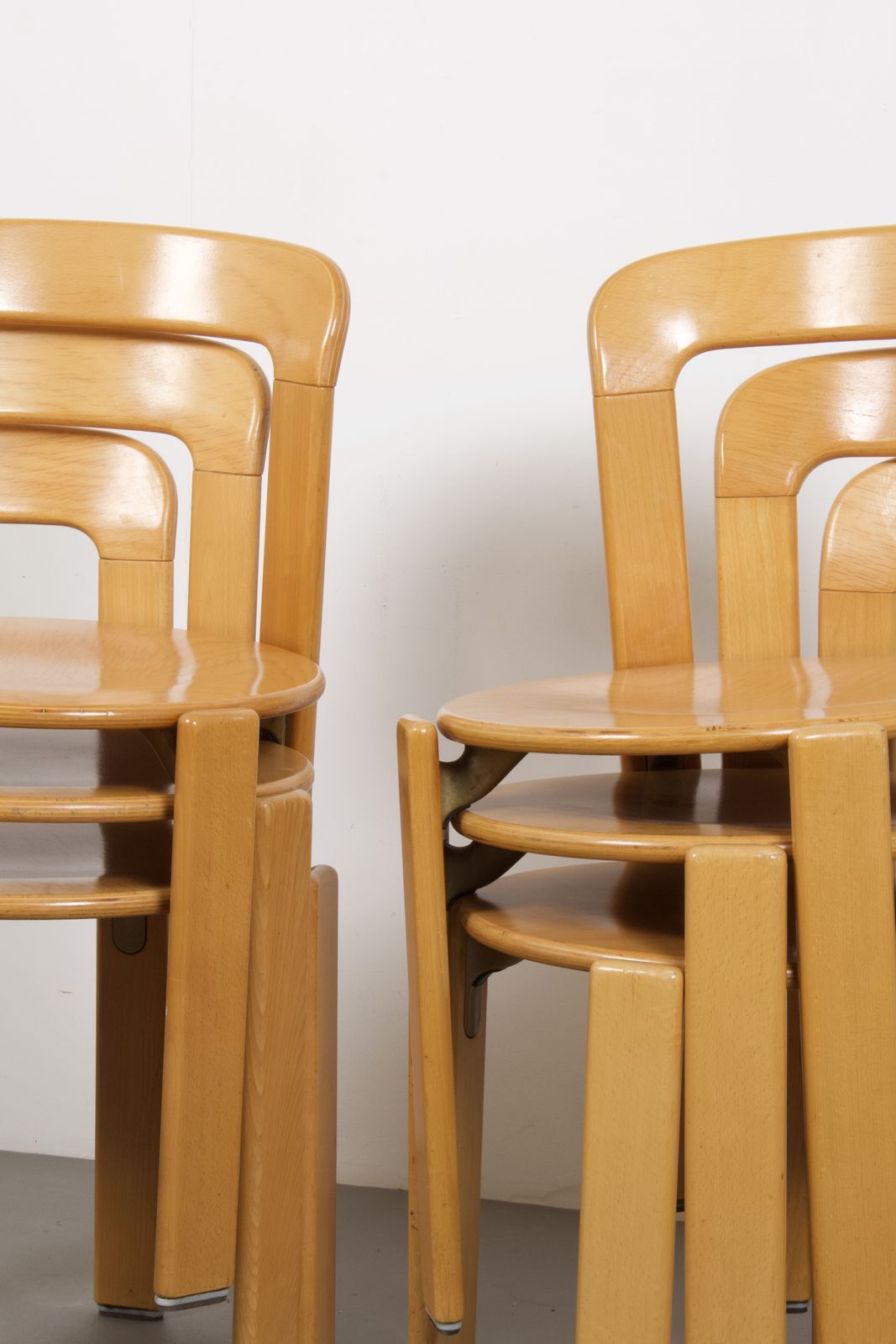 Original Vintage Mid Century Bruno Rey Chairs In Beech For Dietiker Set Of 6, Switzerland 1970s photo furniture