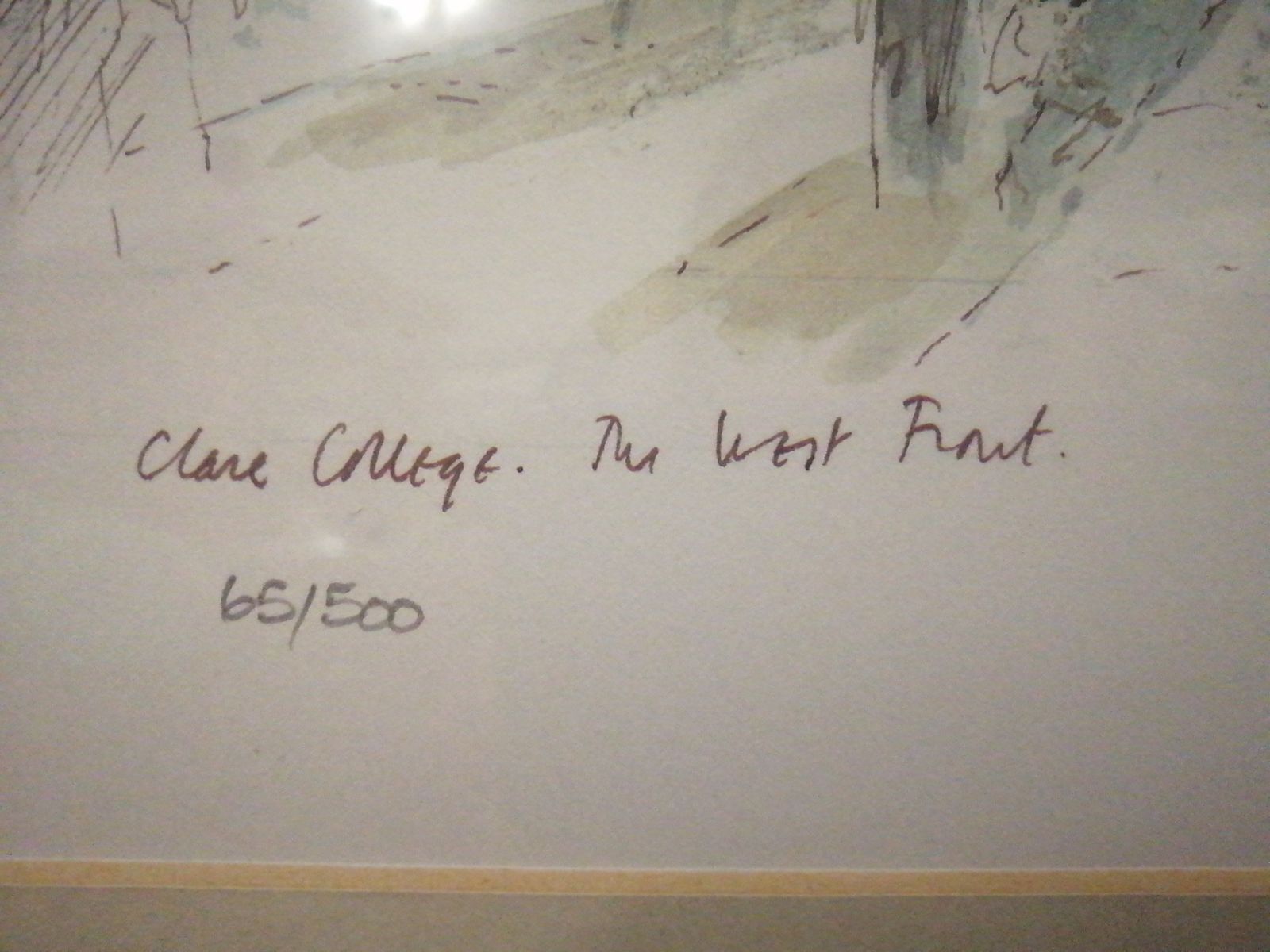 Signed Hugh Casson Limited Print Of Clare College, The West Front, 1989, 65/500 photo 224.0