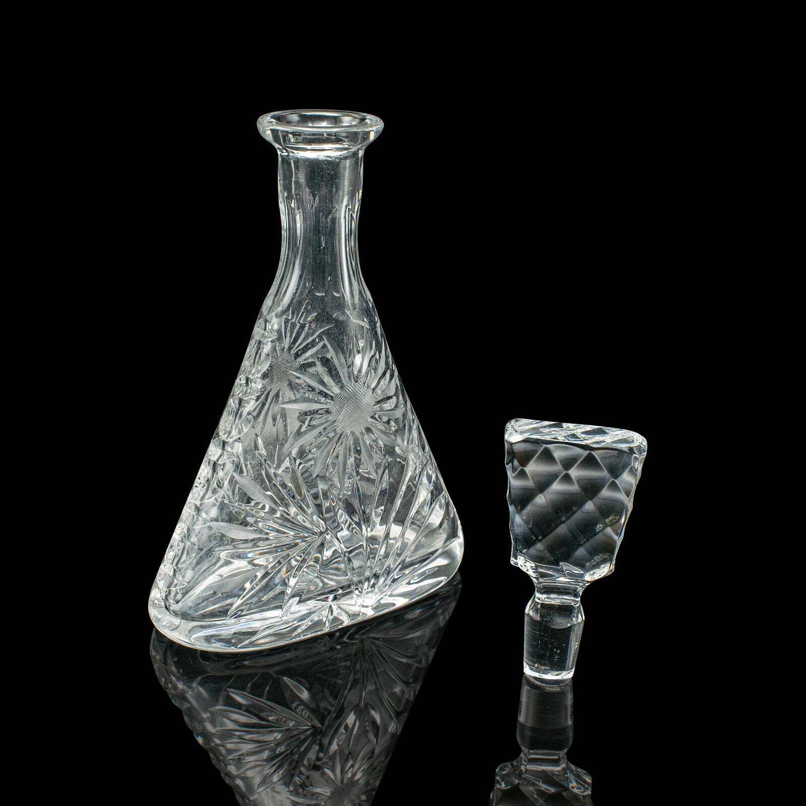 Vintage Sherry Decanter, English, Cut Crystal Glass, Spirit Vessel, Wine, C.1970 photo furniture