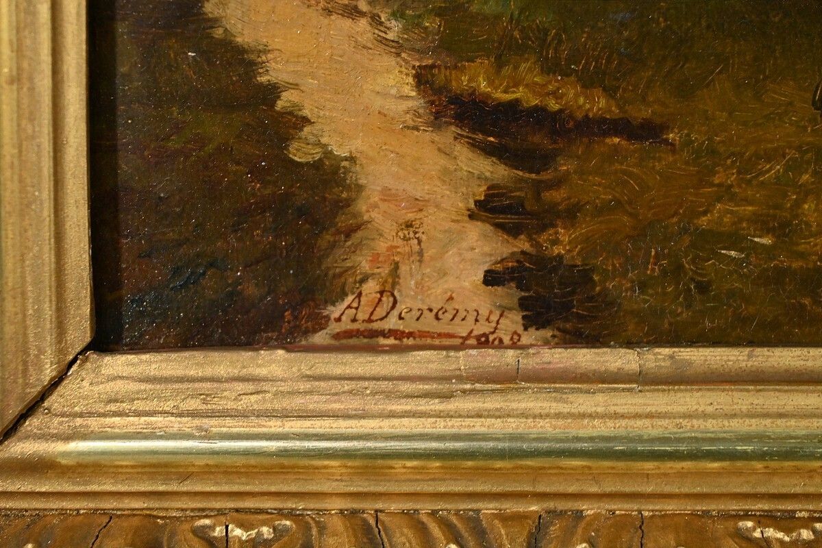 Oil Painting, Signed A.Derémy – 1902 photo vintage