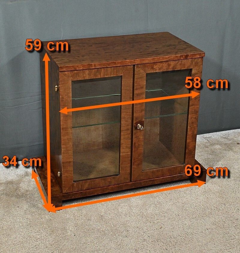 photo vinterior Small Display Case In Speckled Mahogany Veneer, Art Deco – Early 20th Century