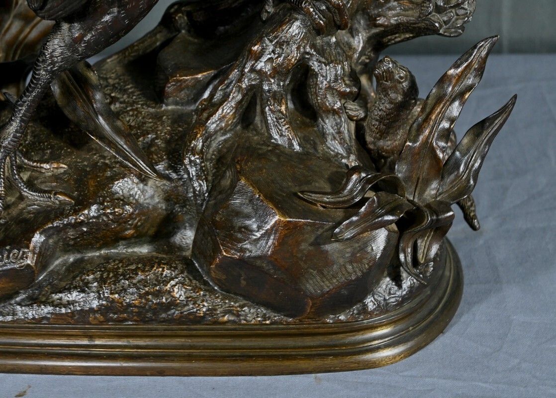 Bronze "The Pheasant And The Belet" By J. Moigniez   End Of 19th photo vinterior