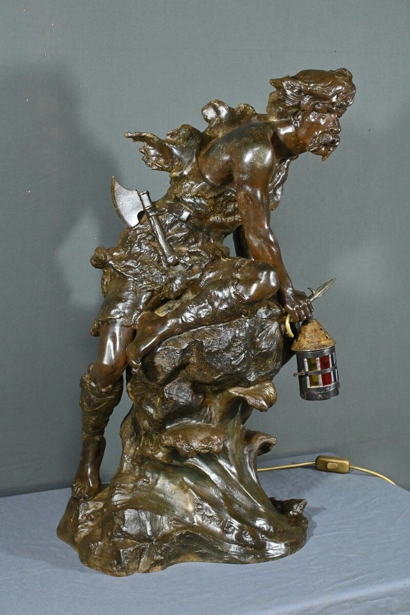 Important Regulates Mounted In "Pirate On The Lookout" Lamp, A. Foretay   Early Twentieth photo Lighting