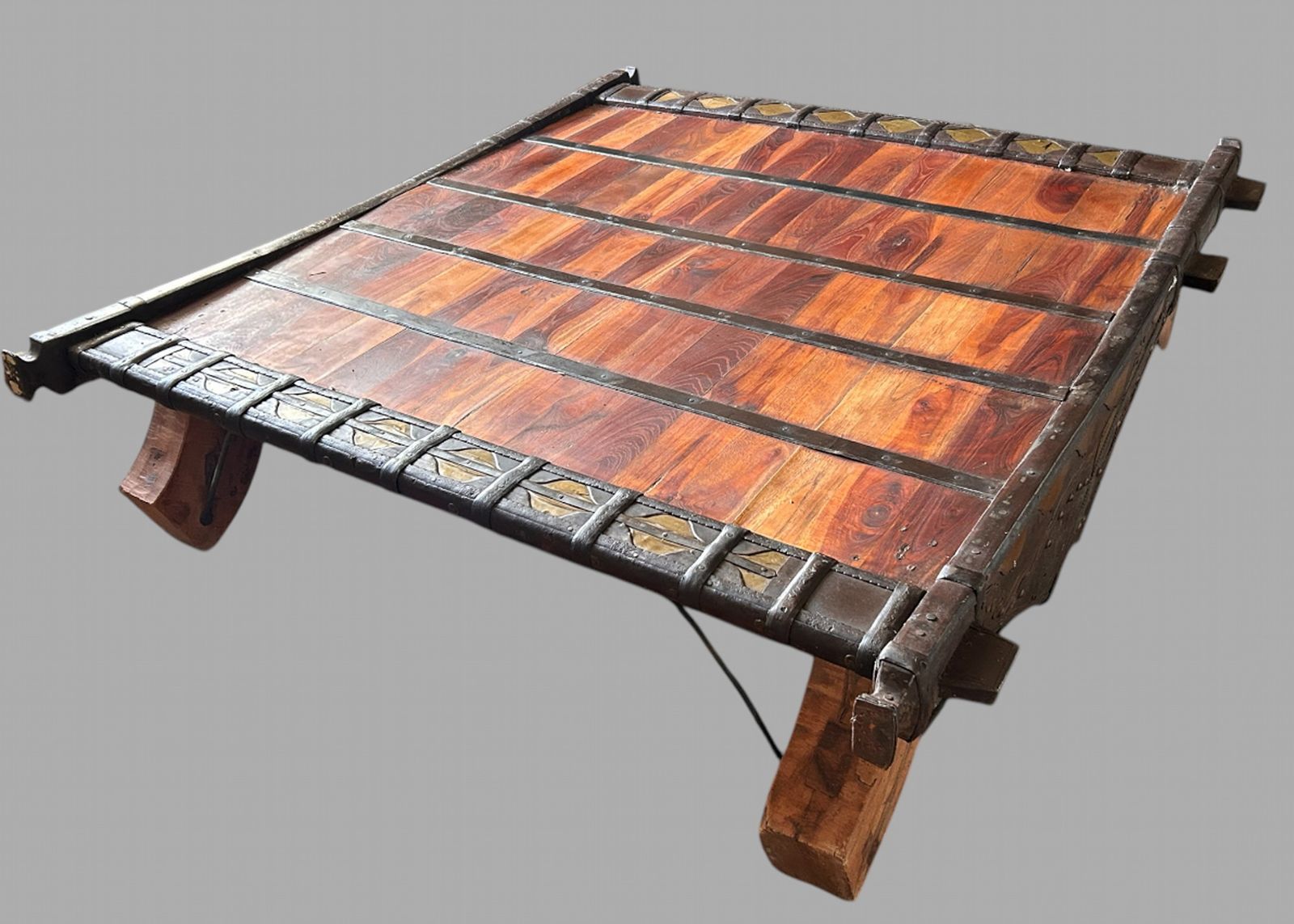 A Largish Attractive Indian Ox Cart Coffee Table photo for sale