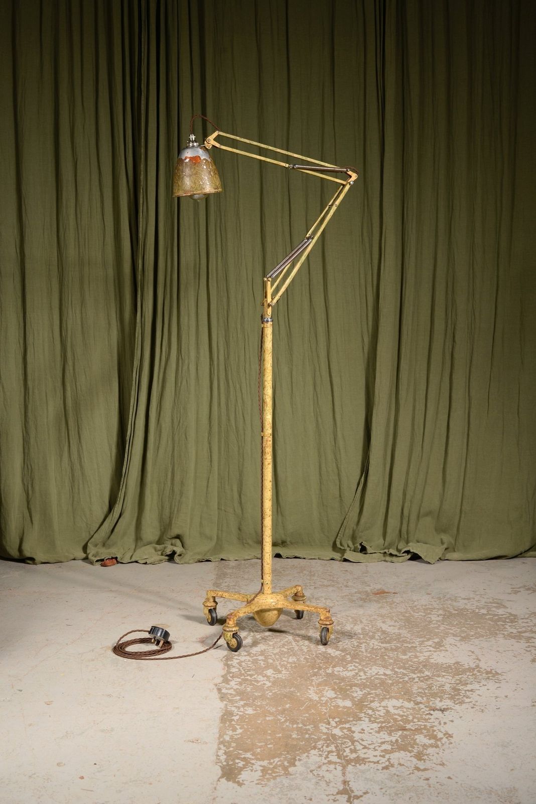 A Herbert Terry 1209 Anglepoise Trolley Floor Lamp In Original Scumble Paint   C.1935