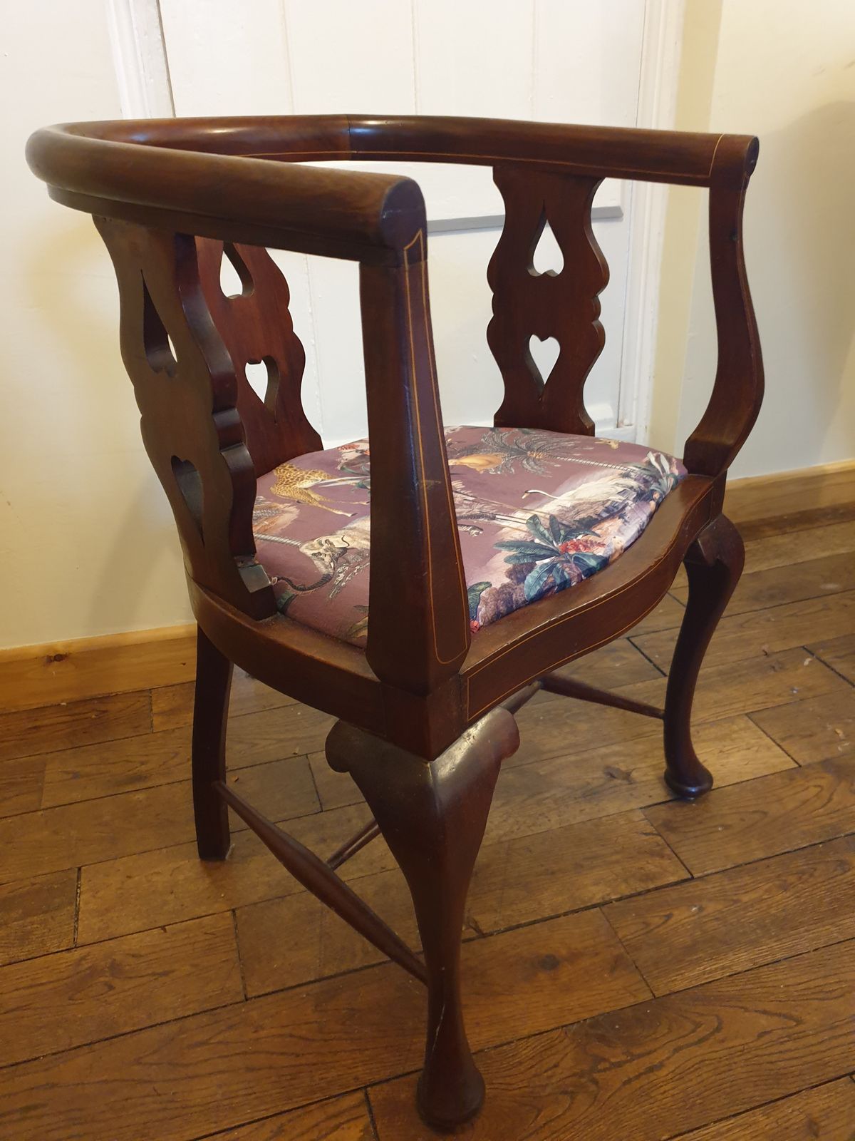 Matching Pair Of Edwardian Tub Chairs With Original Upholstery Underneath Current Upholstery photo for sale