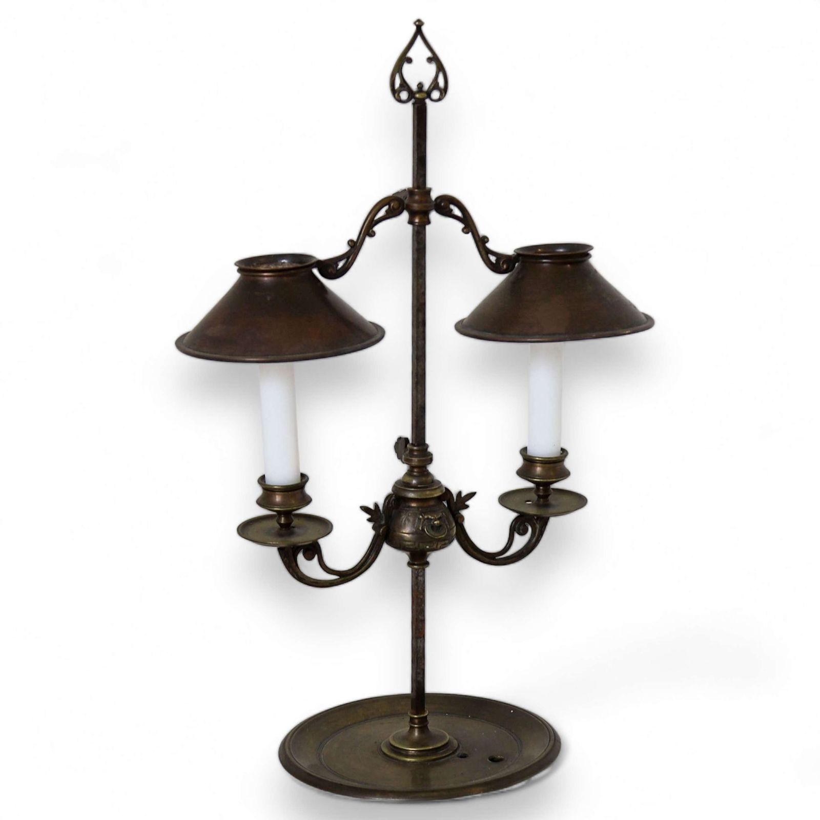 Antique French Adjustable Bouillotte 2 Candle Light Lamp Circa 1900