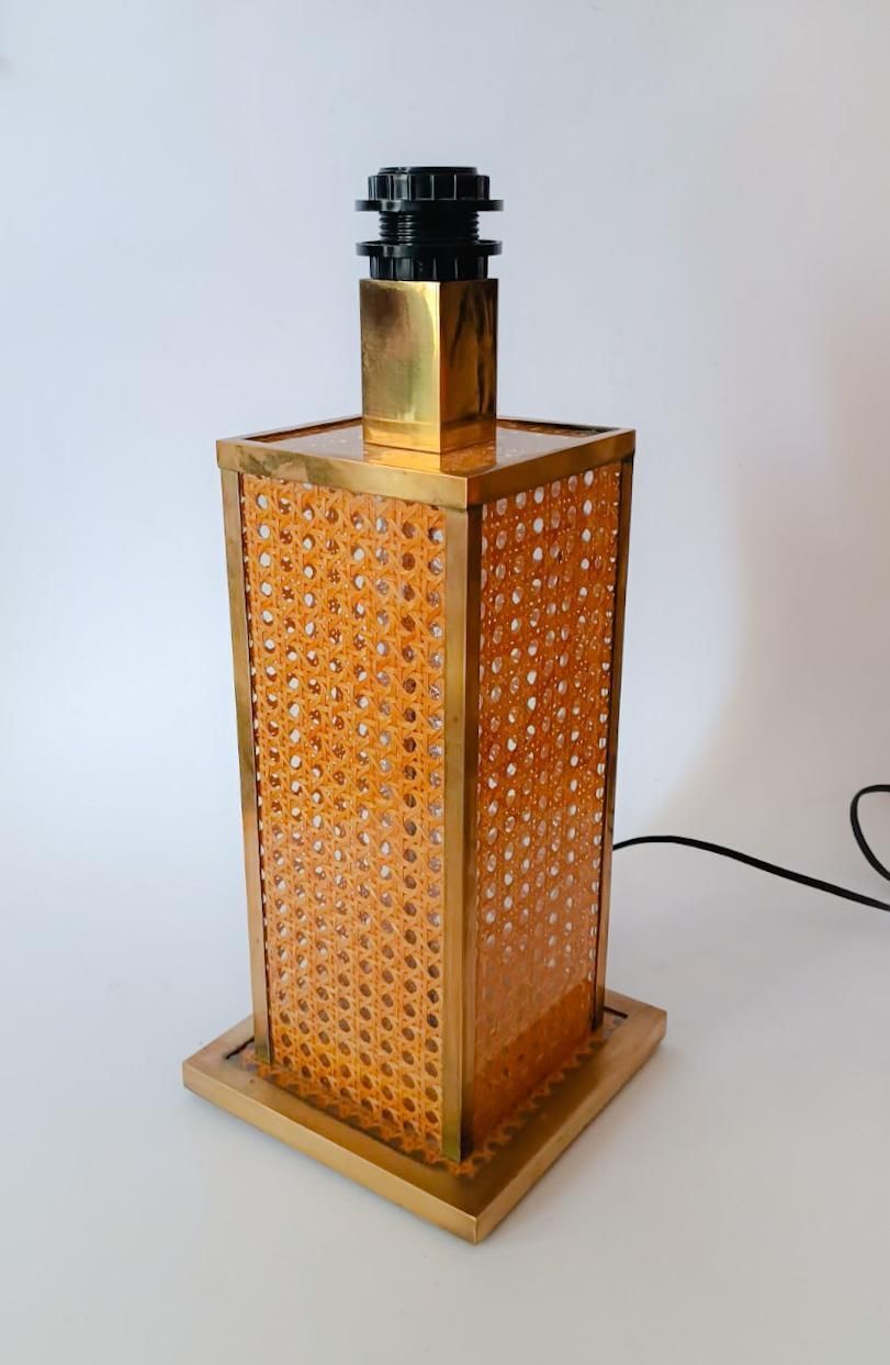 Table Lamp In Brass Plexiglass And Vienna Straw Vintage Dior Home Design Wicker photo vintage