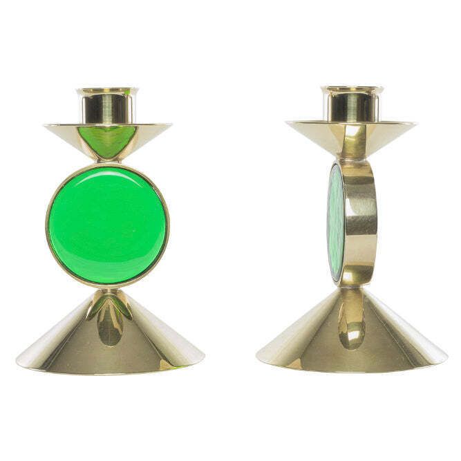 Gunnar Ander Swedish Mcm Glass/Brass Candlestick Pair photo for sale