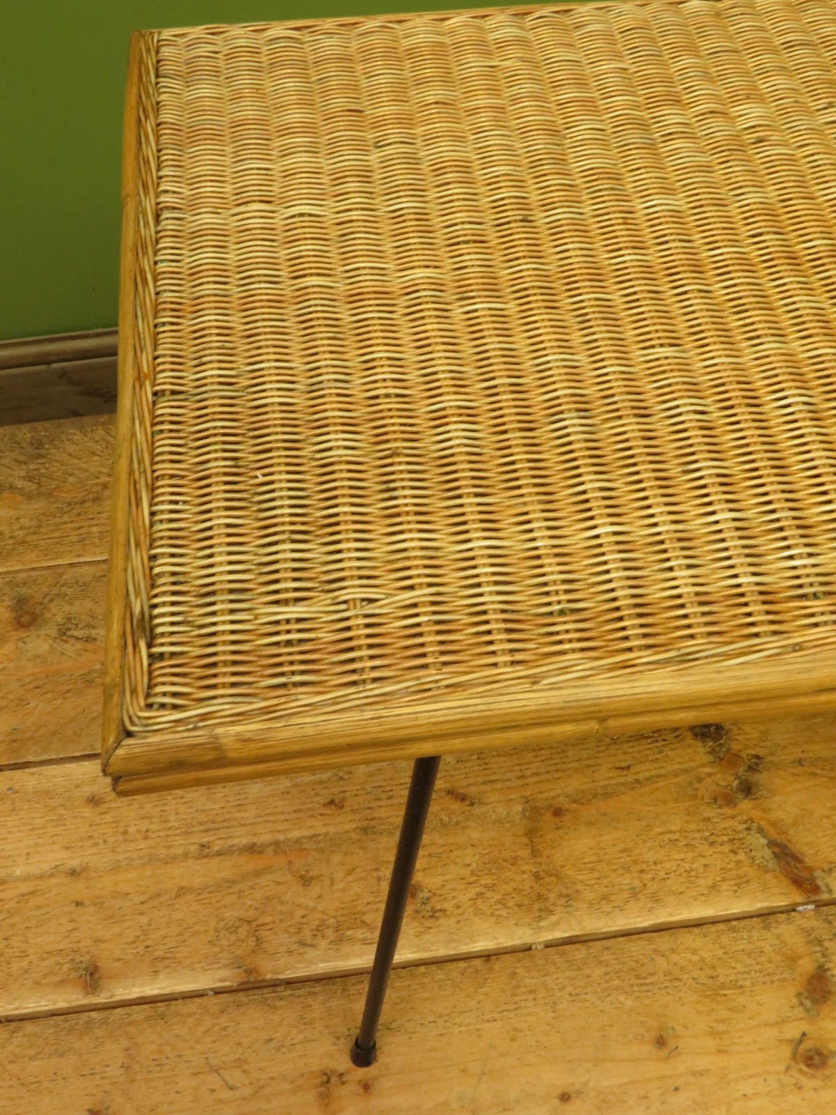 Modernist Bamboo And Rattan Coffee Table With Metal Base photo Furniture