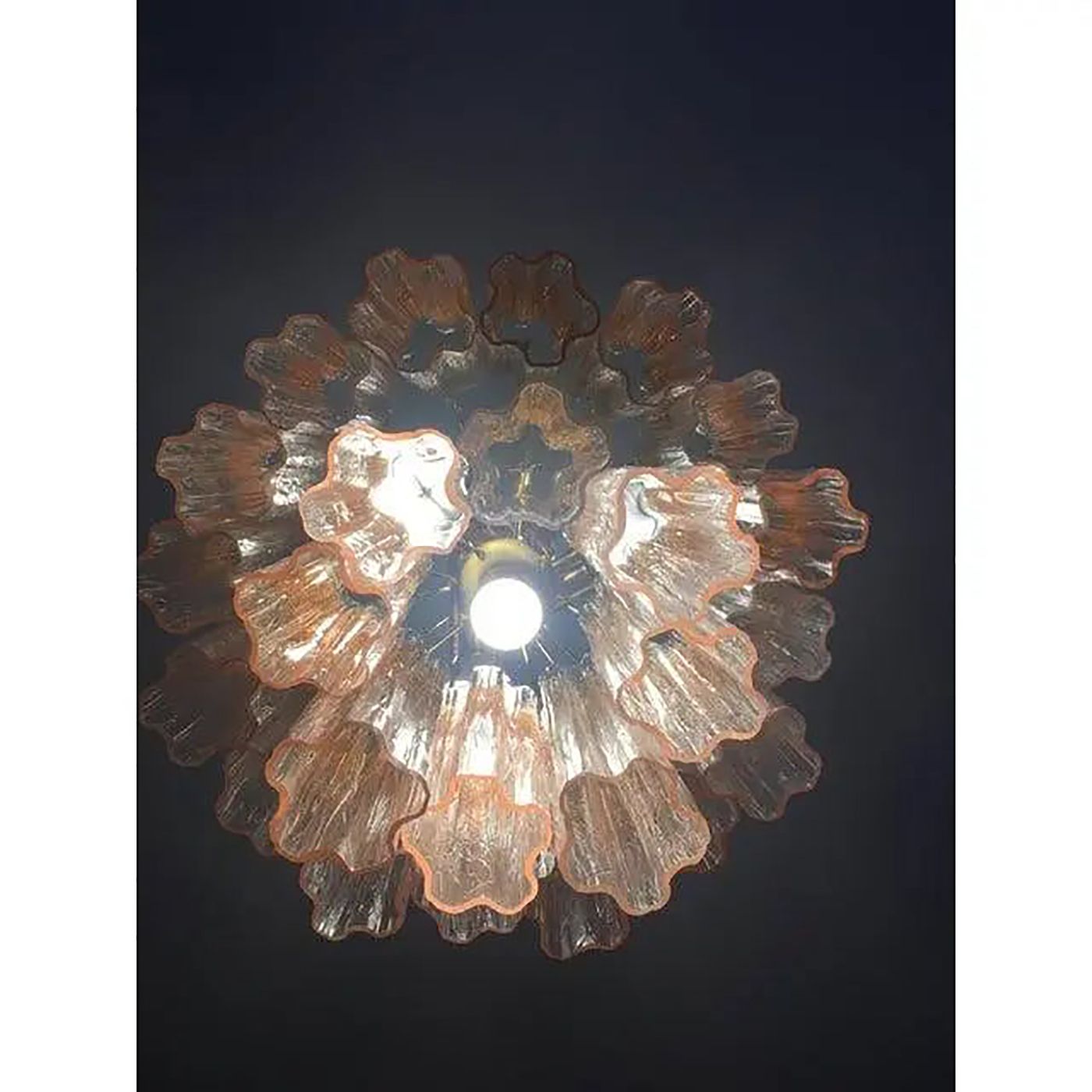 Set Of 2 Contemporary Murano Style Glass Pink "Tronchi" Chandelier With Gold 24k Metal Frame photo Lighting