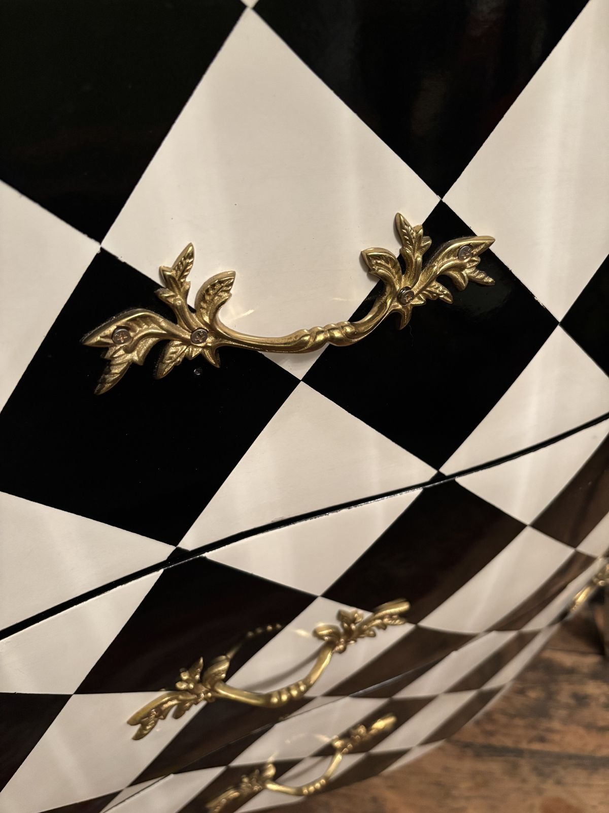 Furniture Painted Black And White Harlequin Drawers In A French Style photo
