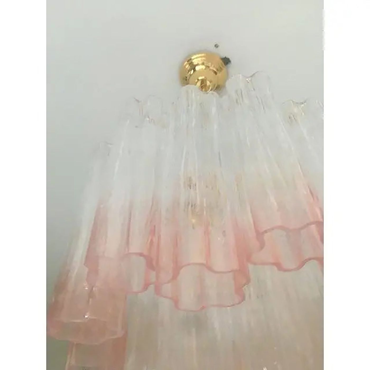 9800.0 Pair Of Murano Style Glass Vanished Pink Tronchi Venini Style Chandeliers photo