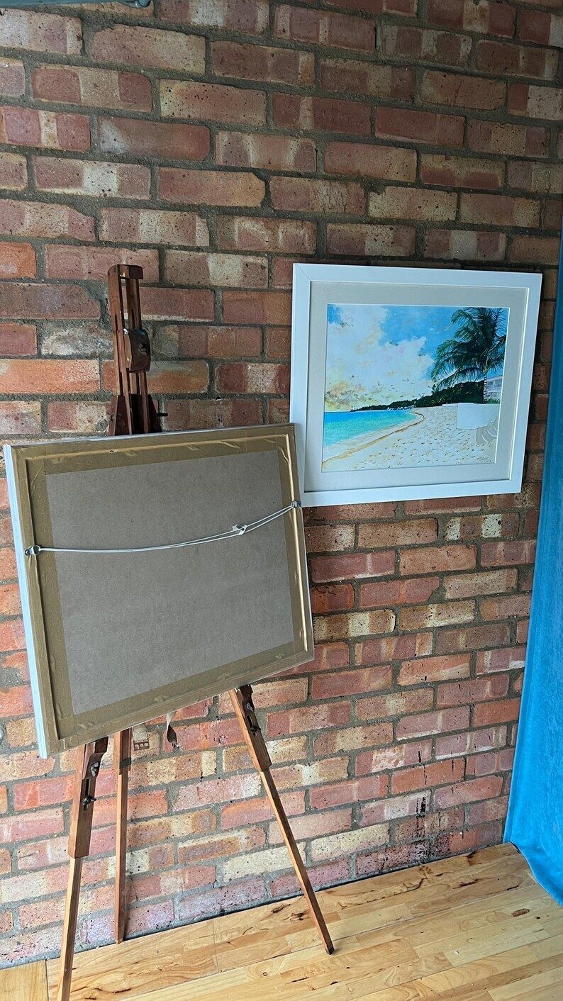 photo for sale Set Of Two Framed Beach Scene Oil Paintings – Coastal Tropical Art