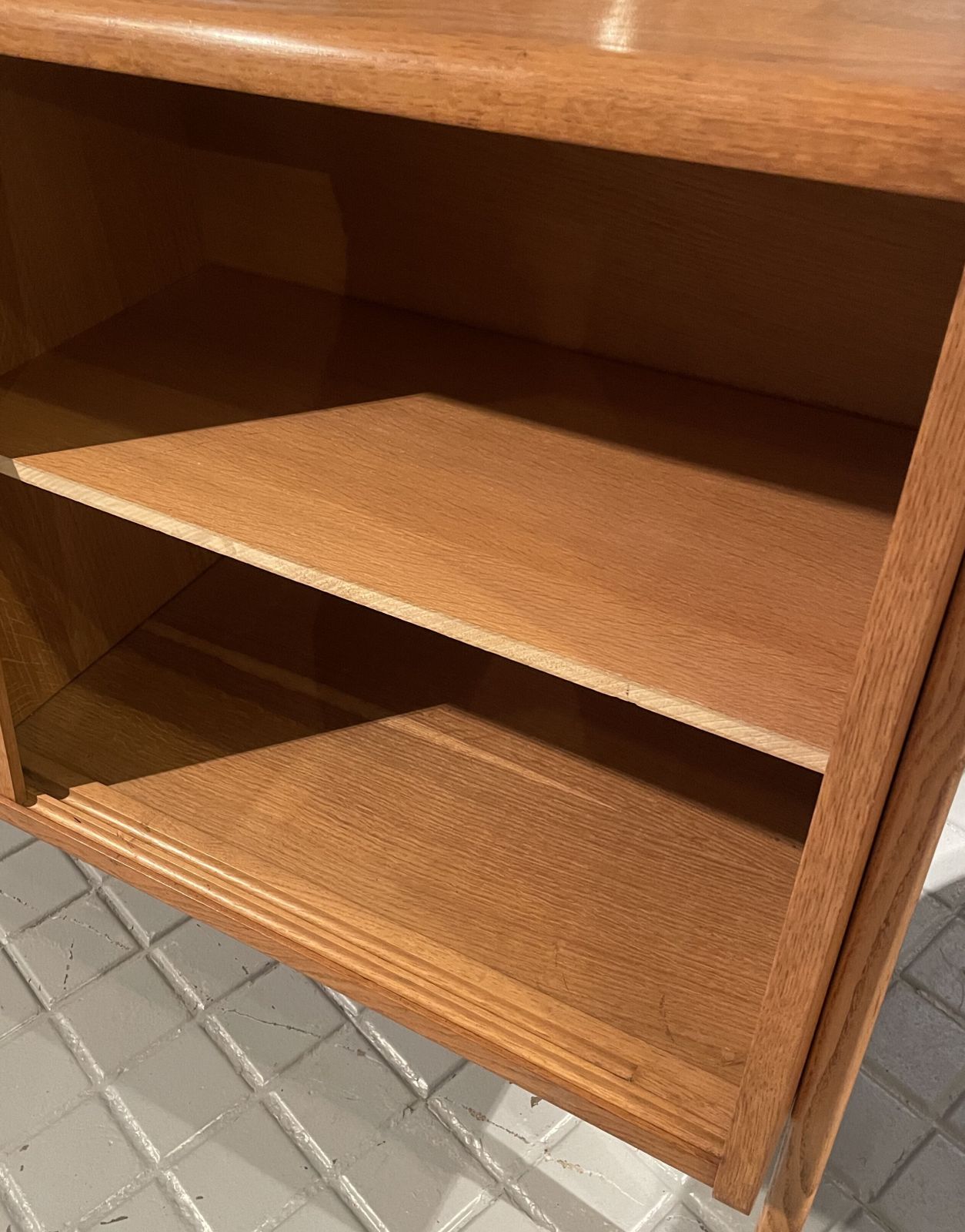 Pair Of Oak Sideboards With Sloping Front, Sliding Doors, One Of Them Lacquered photo 8300.0
