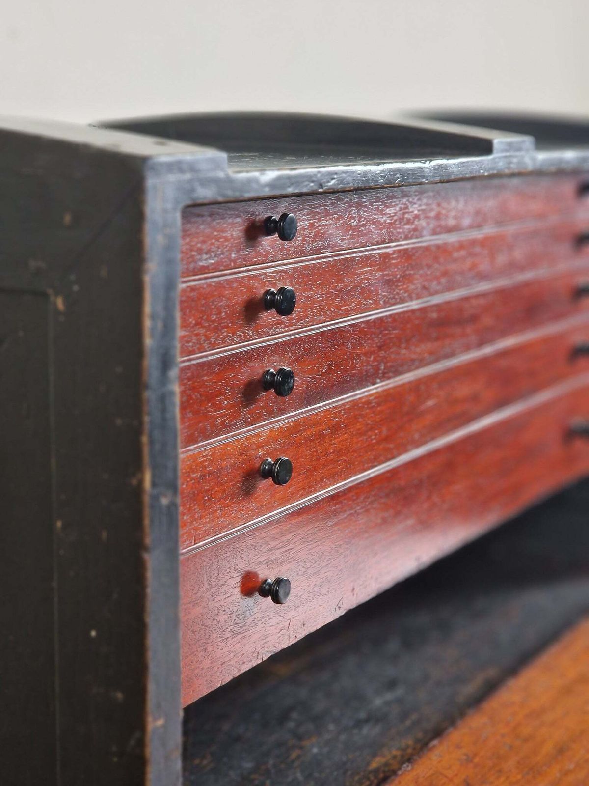 Antique Ebonised & Mahogany Engineers/Collectors Chest/Box photo for sale