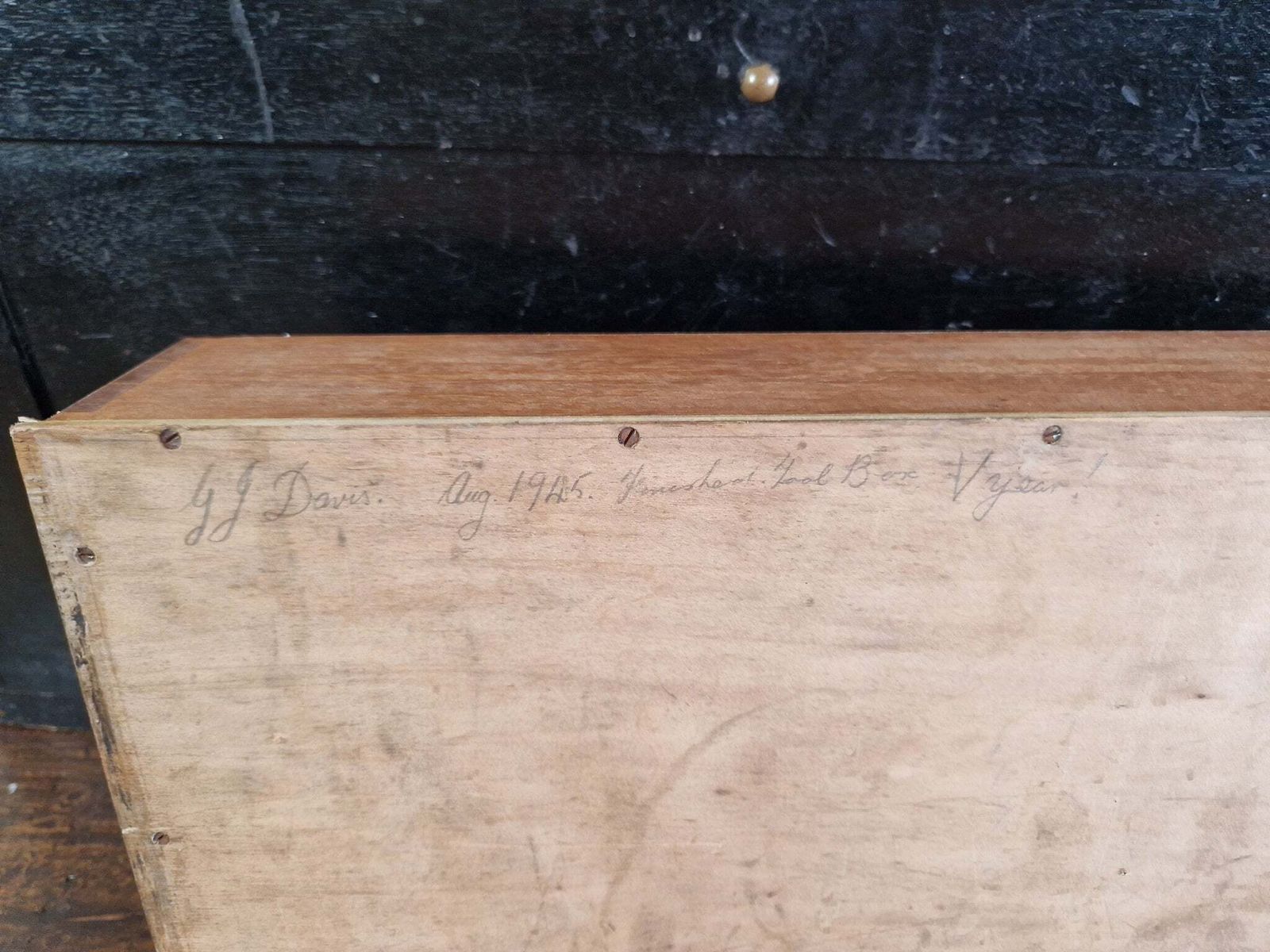 photo furniture Antique Ebonised & Mahogany Engineers/Collectors Chest/Box