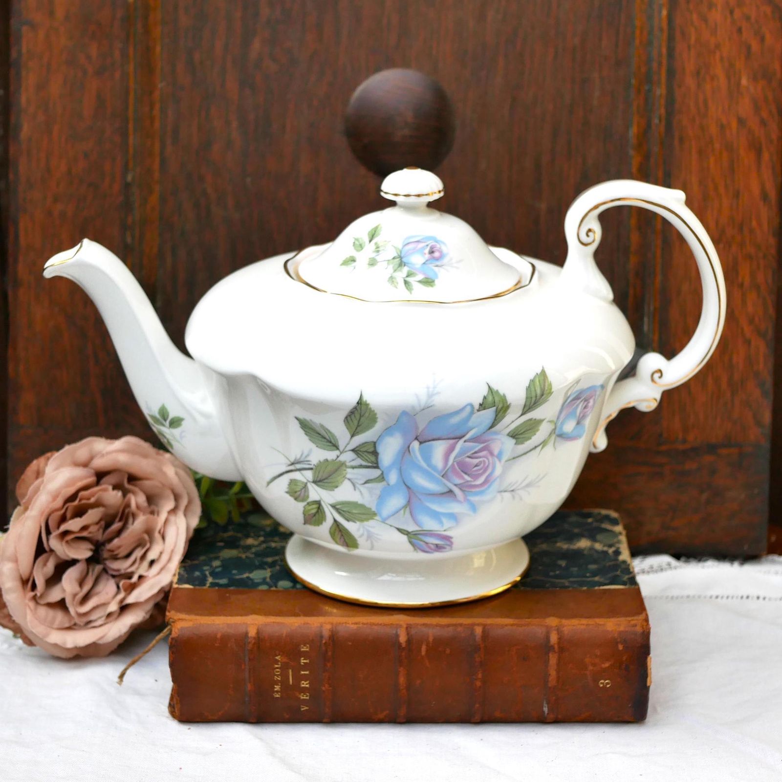 Large Vintage Paragon Tea Pot With 'Blue Moon' Decoration Designed By Harry Wheatcroft English Fine Bone China Afternoon Tea
