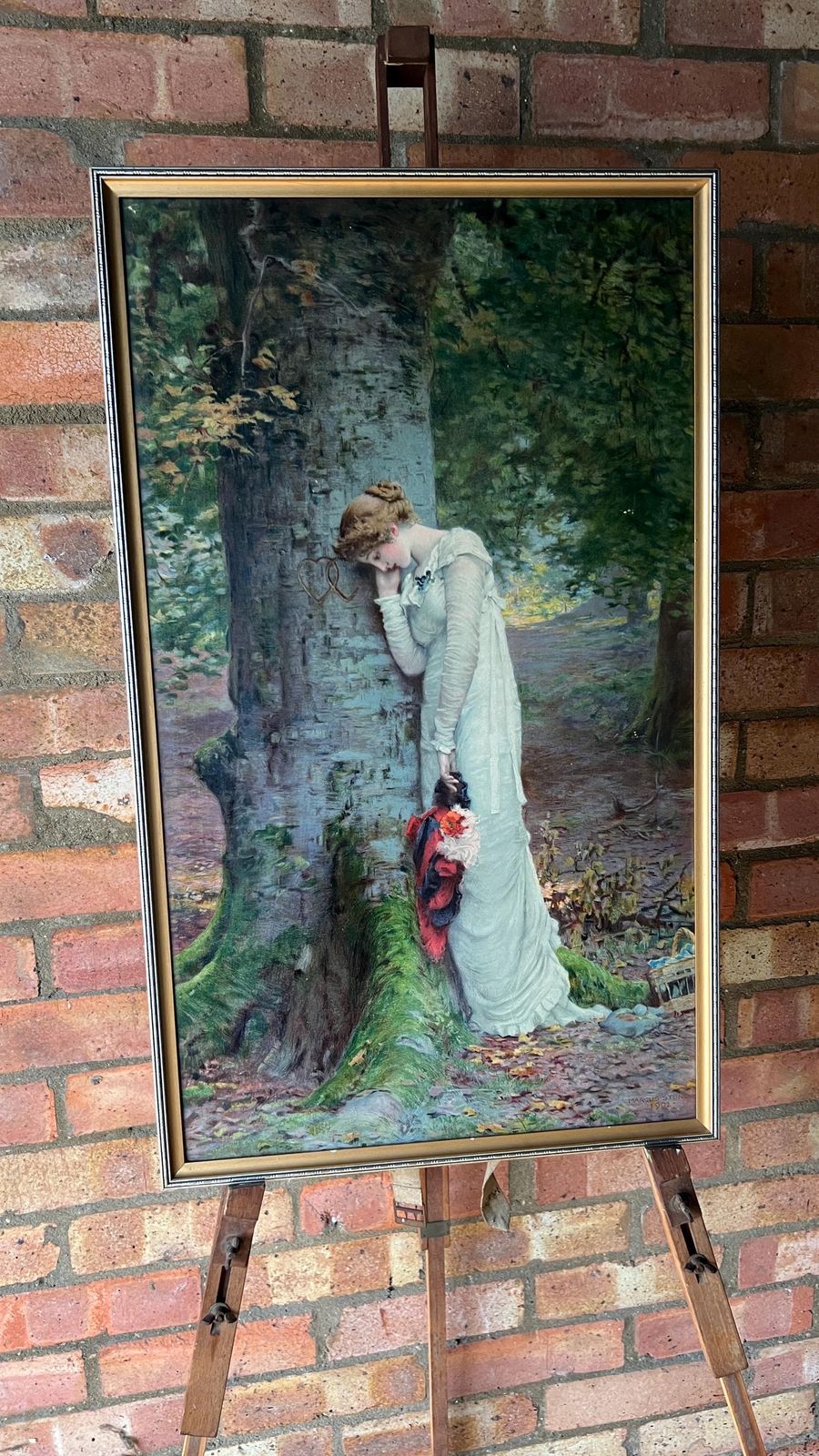 Mid Century Lithograph Picture Of "Absence Makes The Heart Grow Fonder" Painting By Marcus Stone photo furniture