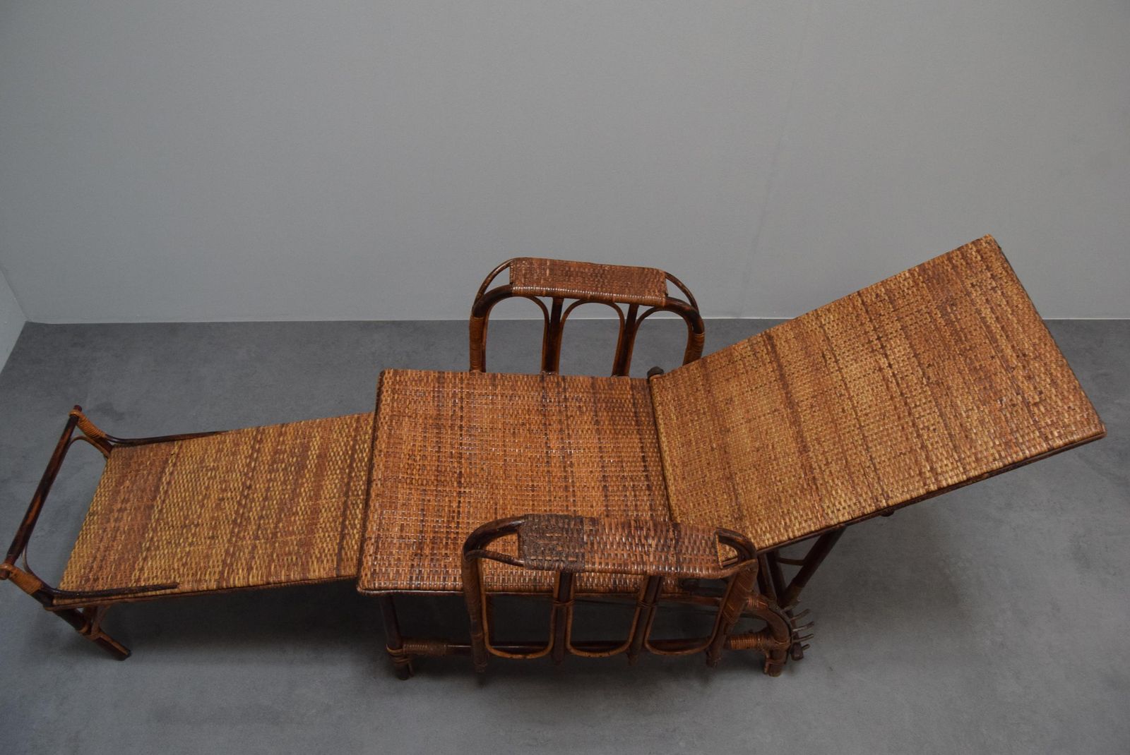 Zeldzame Vintage Bauhaus Rotan & Bamboe Stoel Met Voetenbank Door Erich Dieckmann, 1930 photo vinterior