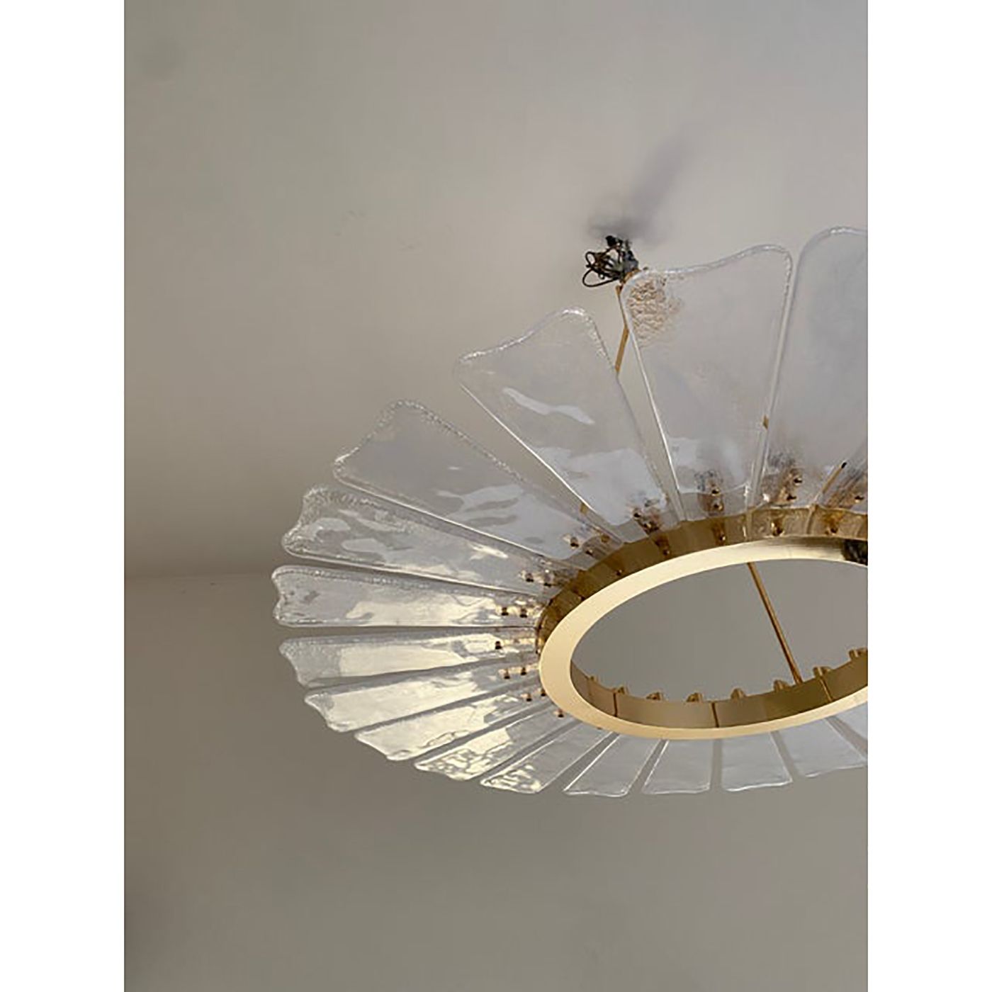 photo furniture Contemporary Venied White "Marguerite" Murano Style Glass Gold Chandelier
