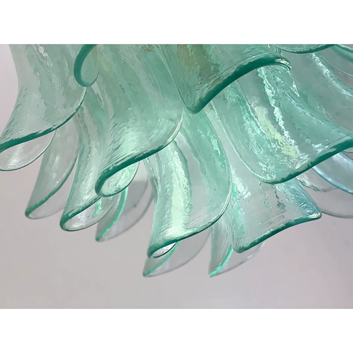 Lot Of 2 Contemporary Green Murano Style Glass "Sella" Chandelier With Gold 24k Metal Frame In Mazzega Style photo vintage