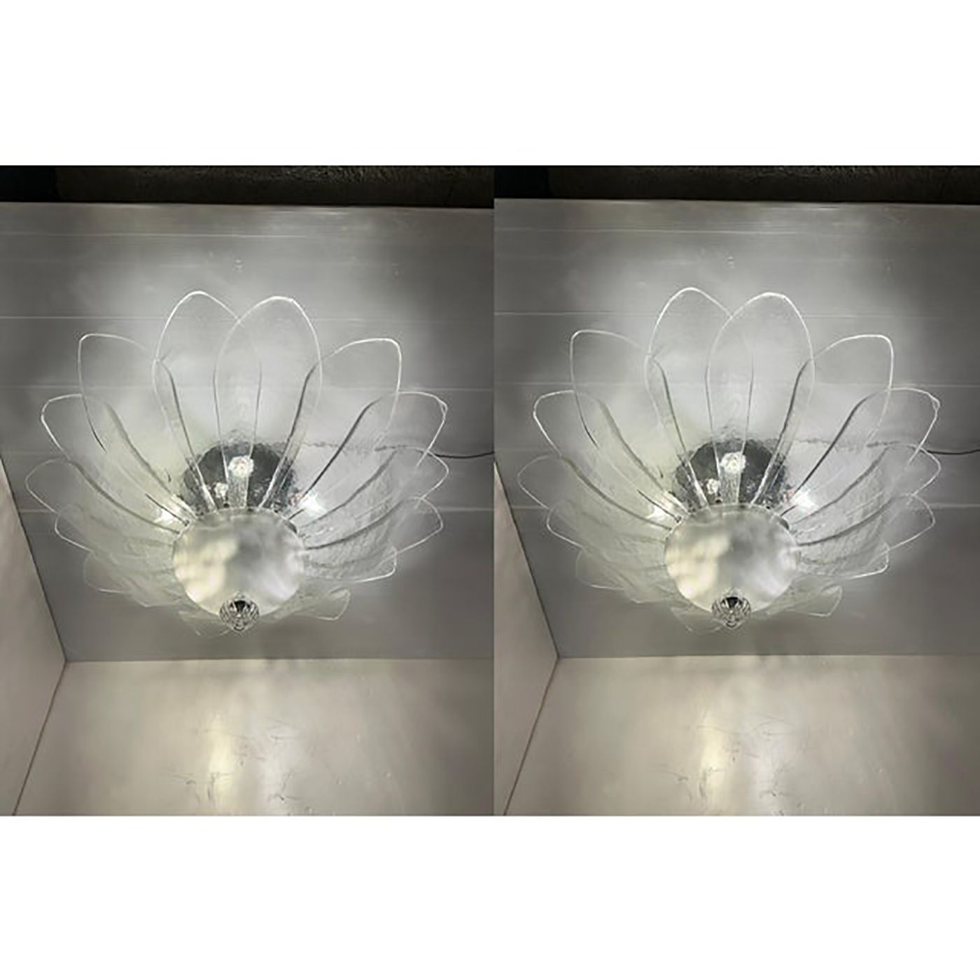 Lot Of 2 Murano Style Glass Sputnik Chandelier Flush Mount, Mazzega Zuccheri Venini Barovier Style photo furniture