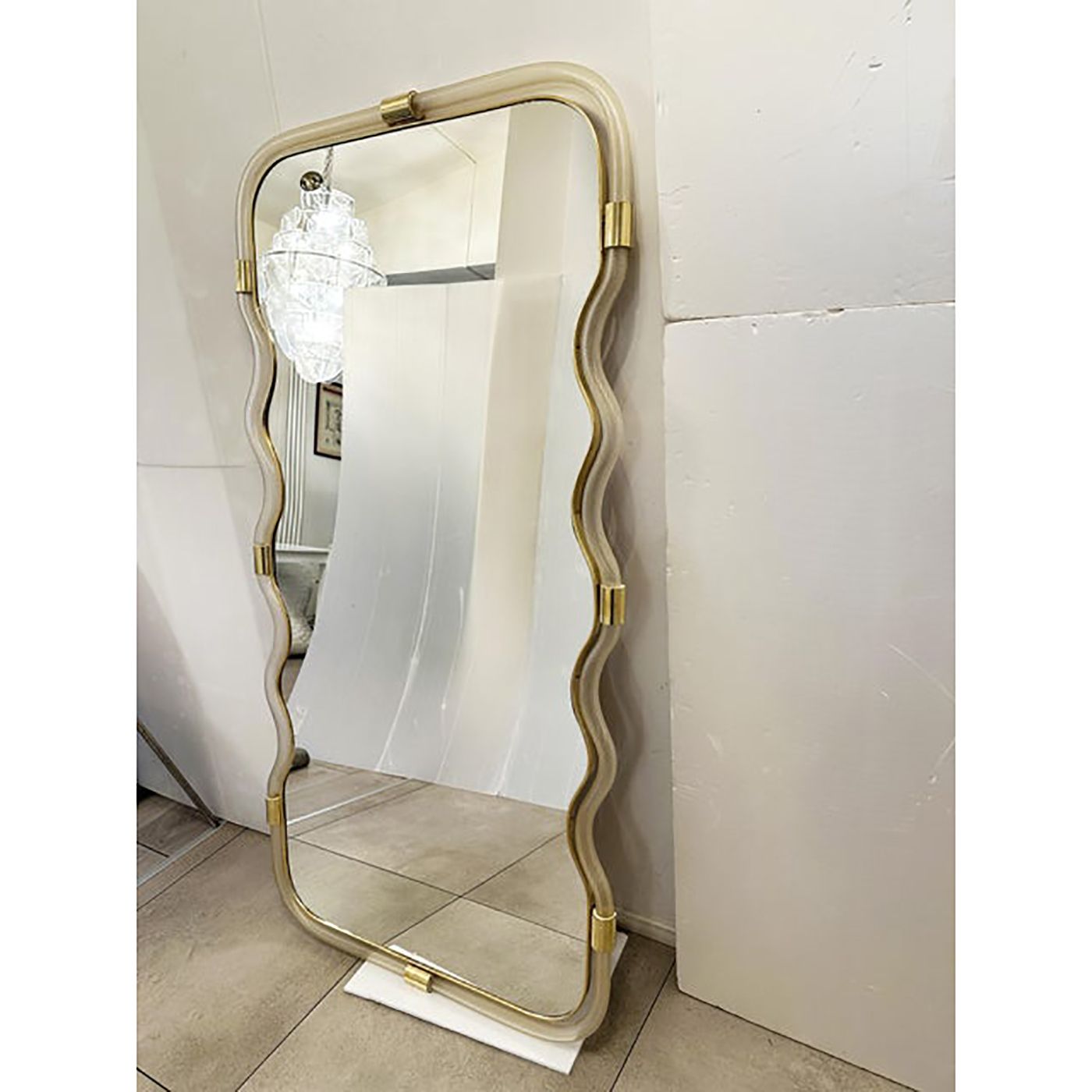 Wave Mirror In Gold "Torchon" Torciglione Murano Style Glass Design By Simoeng photo buy