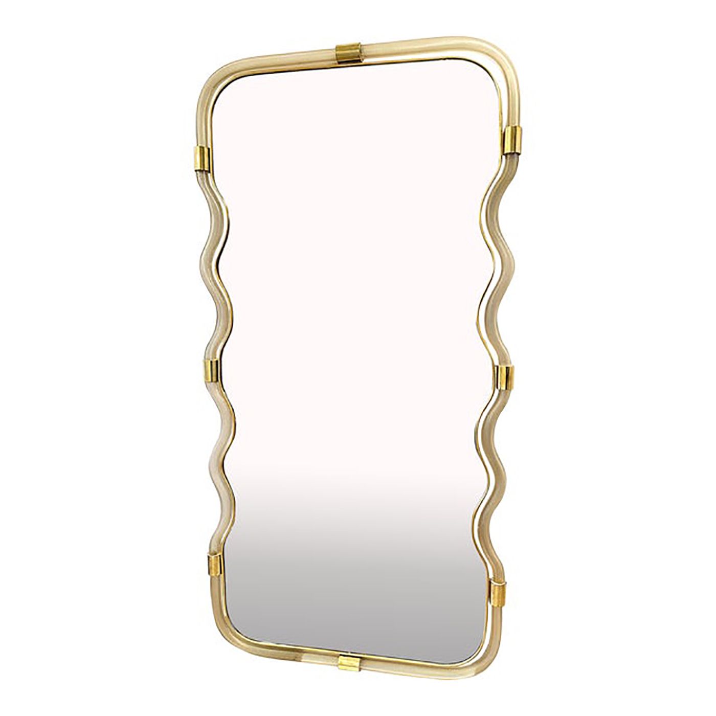 Wave Mirror In Gold "Torchon" Torciglione Murano Style Glass Design By Simoeng