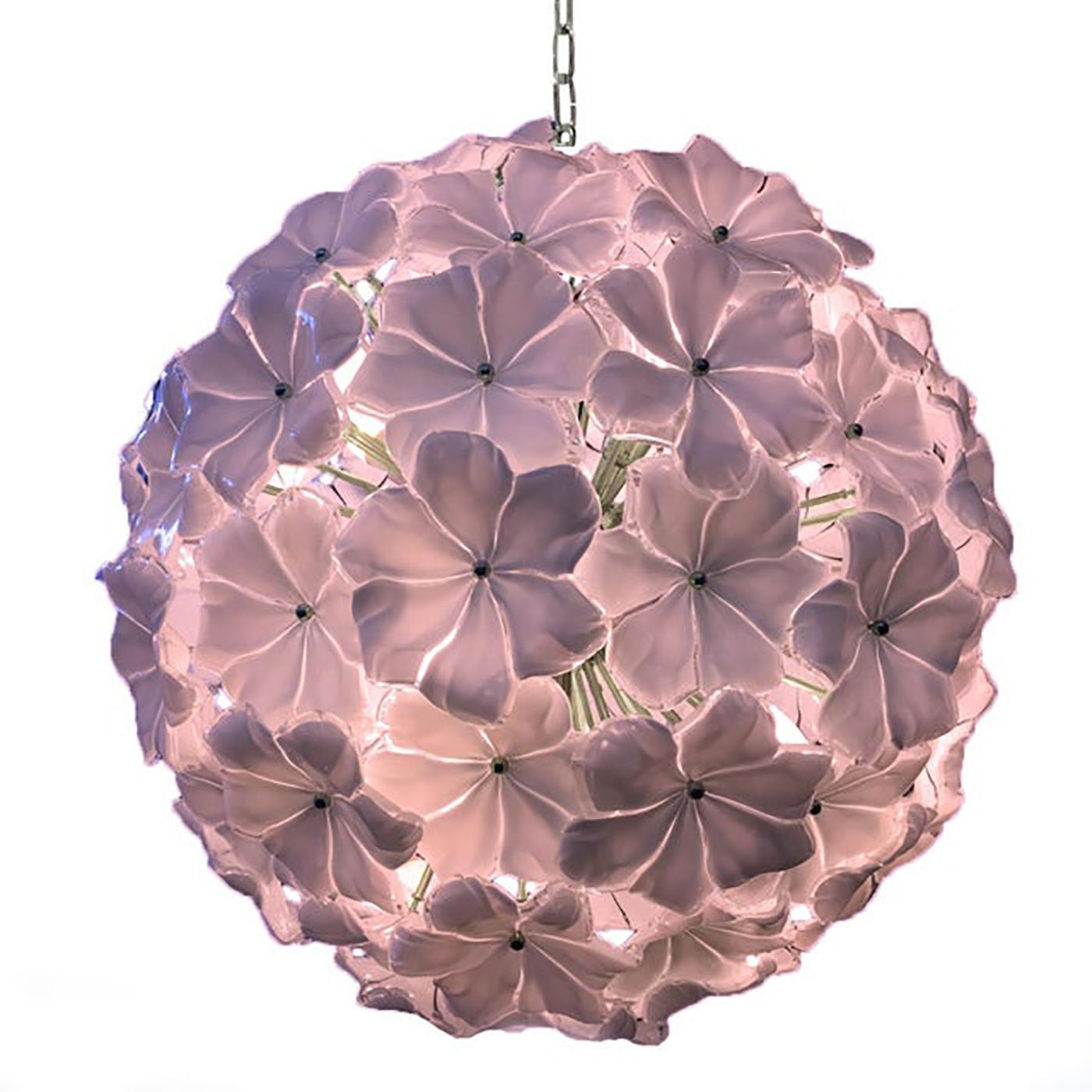 Modern Venetian Pink Flowers Murano Style Glass Sputnik Chandelier