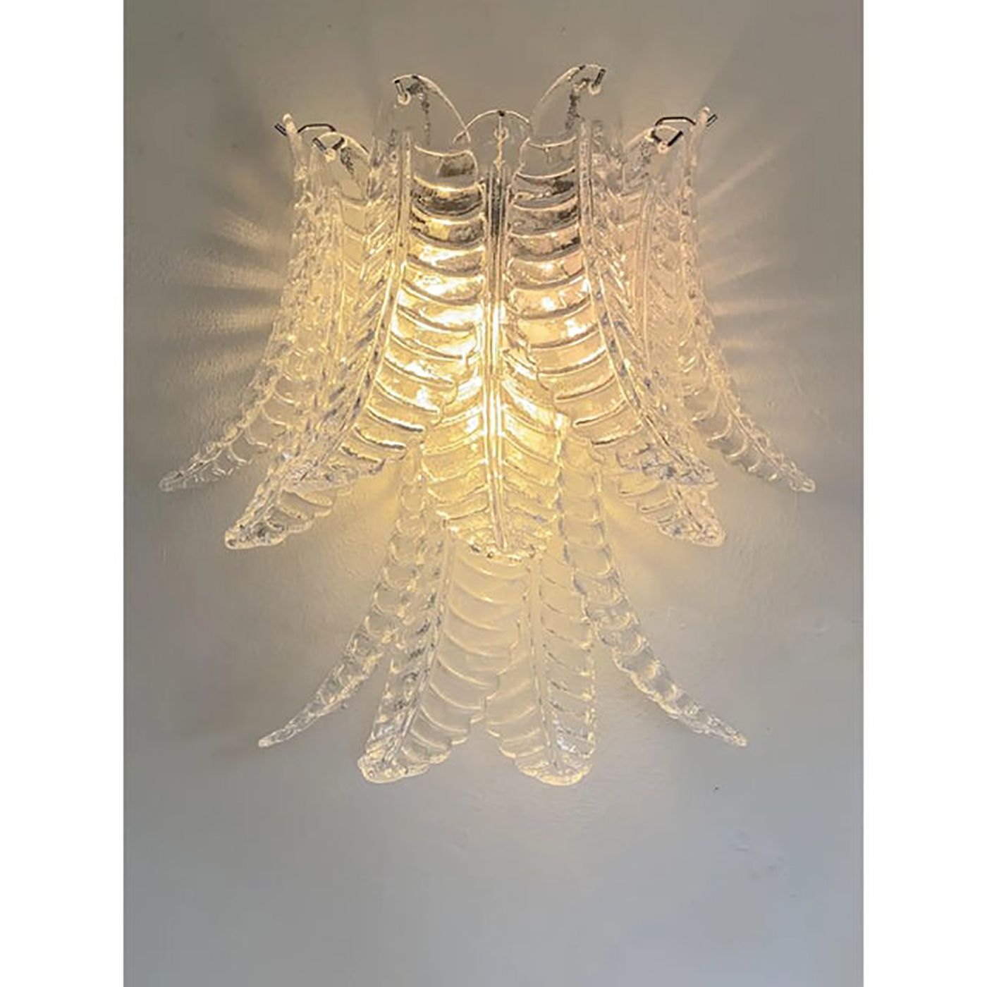 Set Of 4 Transparent “Felci” Murano Style Glass Wall Sconces photo Lighting