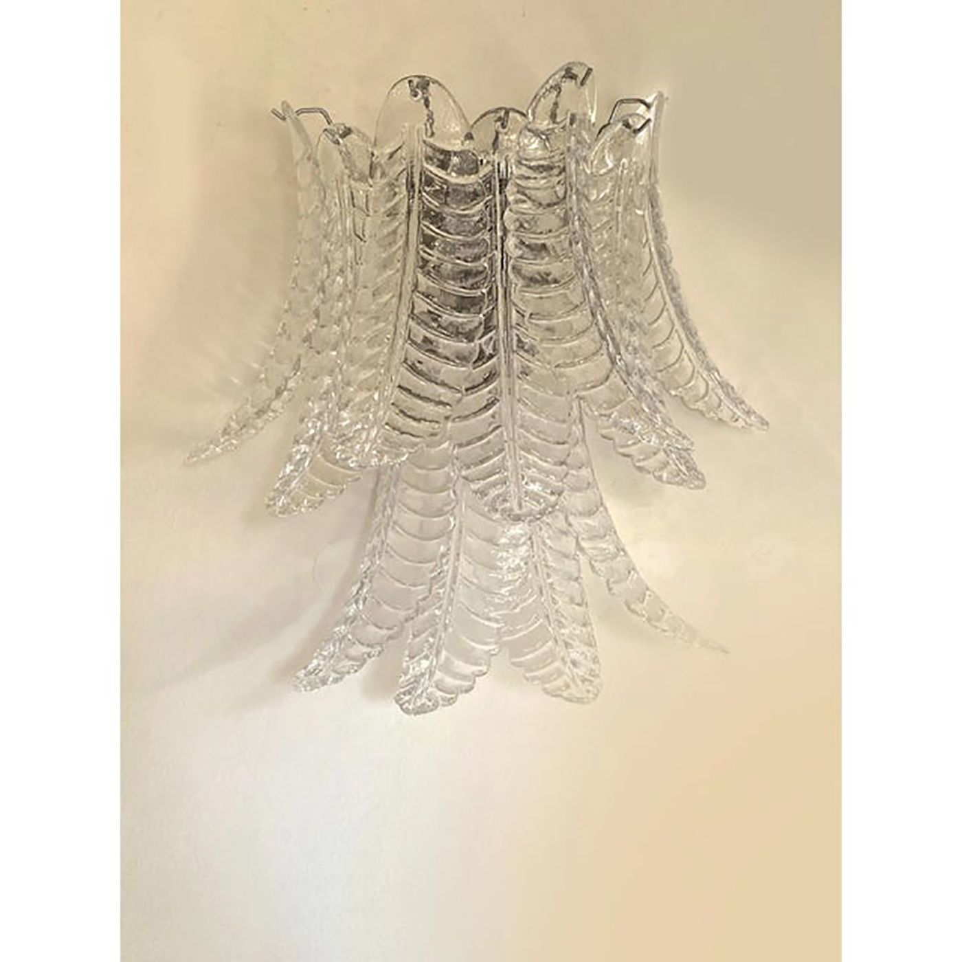 Set Of 4 Transparent “Felci” Murano Style Glass Wall Sconces photo vinterior