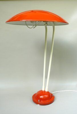 Extraordinary Orange And Light Beige Outdoor Mushroom Lamp From Bega, 1950s photo for sale