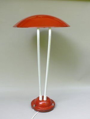 Extraordinary Orange And Light Beige Outdoor Mushroom Lamp From Bega, 1950s photo for sale