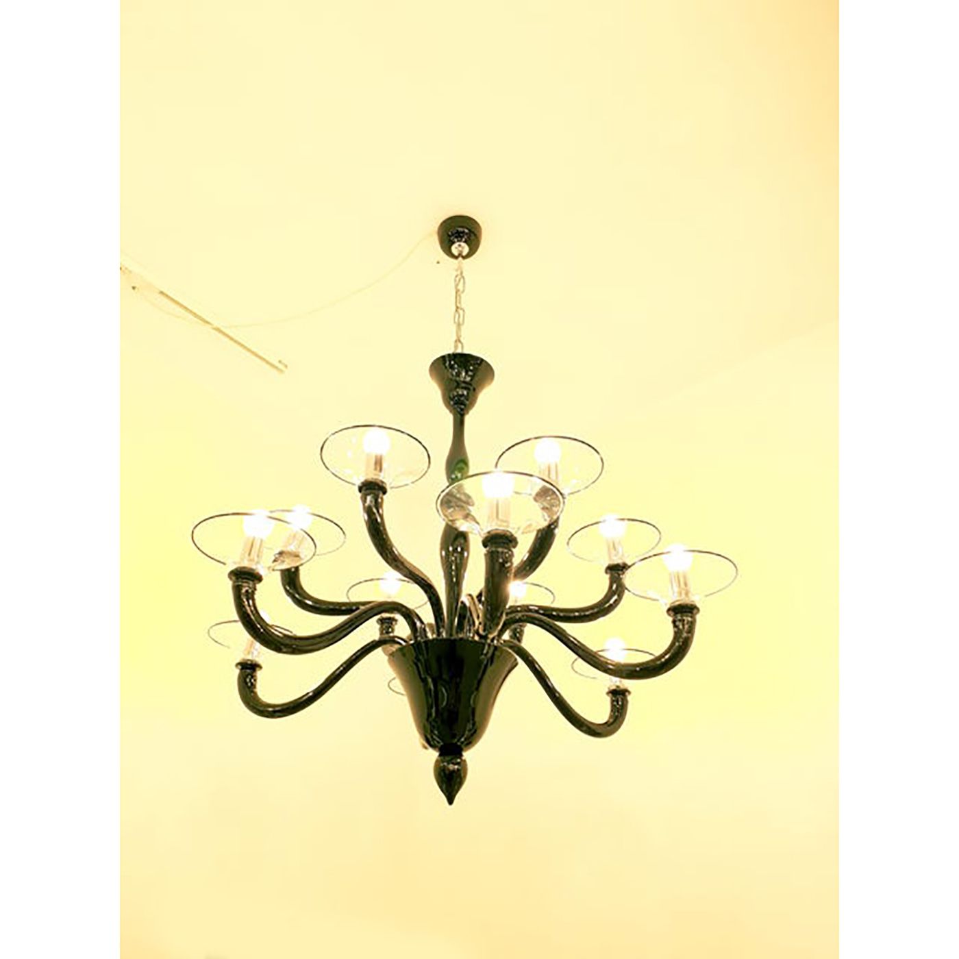 Italian Contemporary Black Murano Style Glass Chandelier photo 9800.0