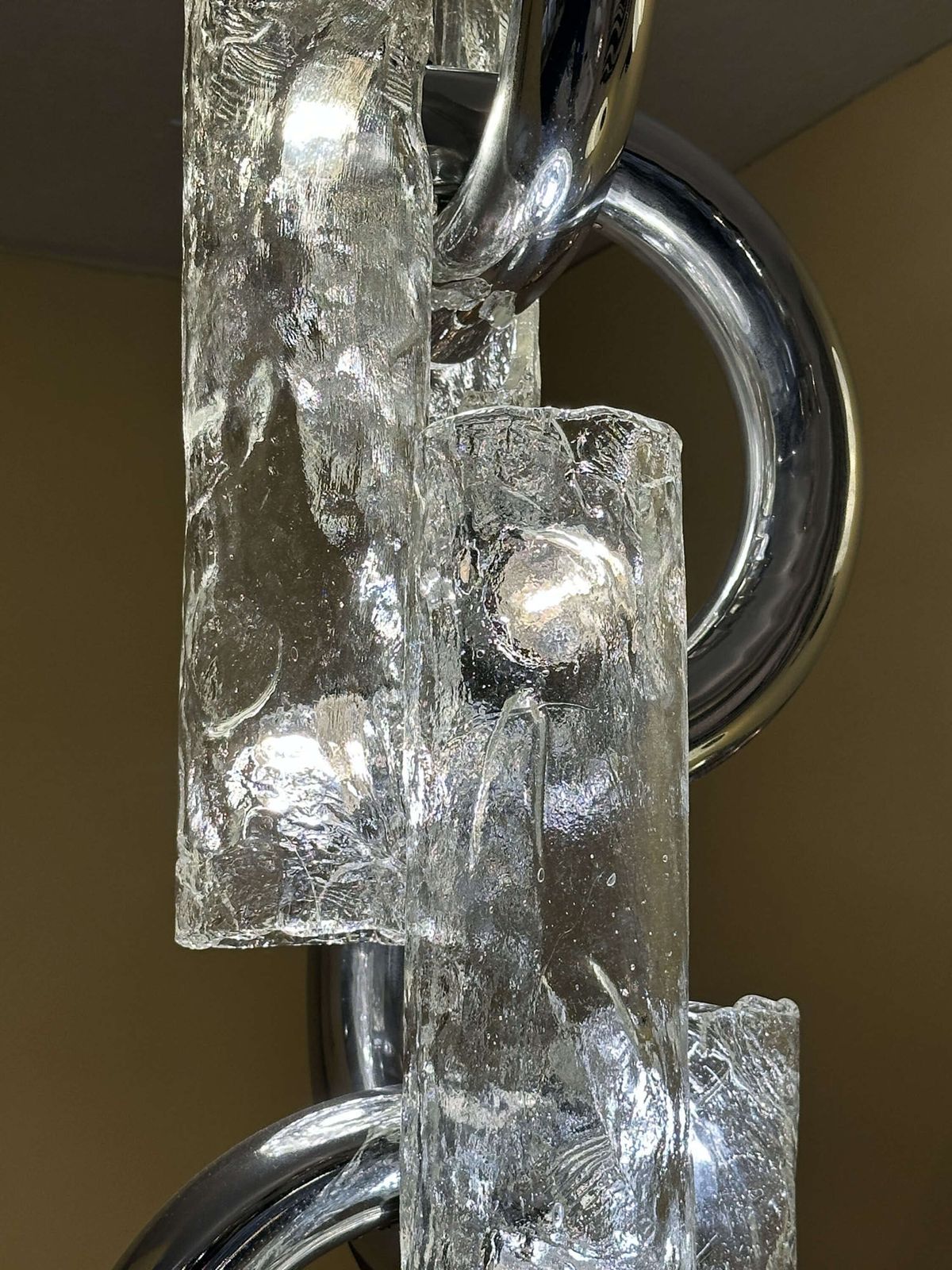 Rare Chandelier By Aldo Nason For Mazzega In Chrome And Murano Glass photo for sale