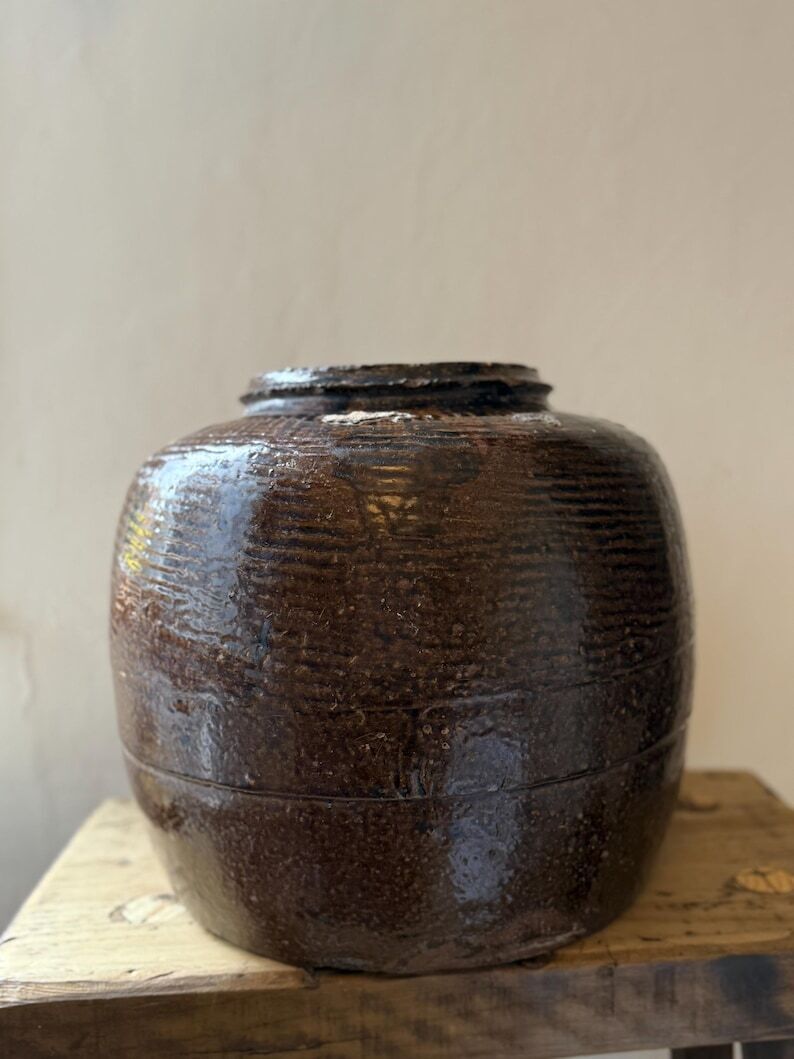 Antique Chinese Glazed Rice Wine Pot Large photo Home Decor