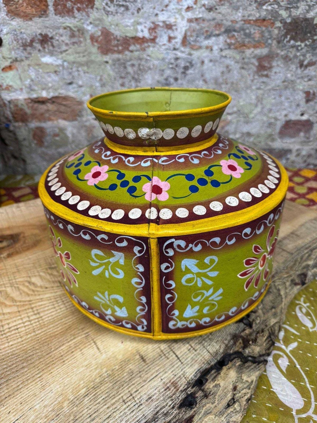 Vintage Painted Water Pot / Vase / Planter / Narrow Boat Ware Gypsy Art photo for sale