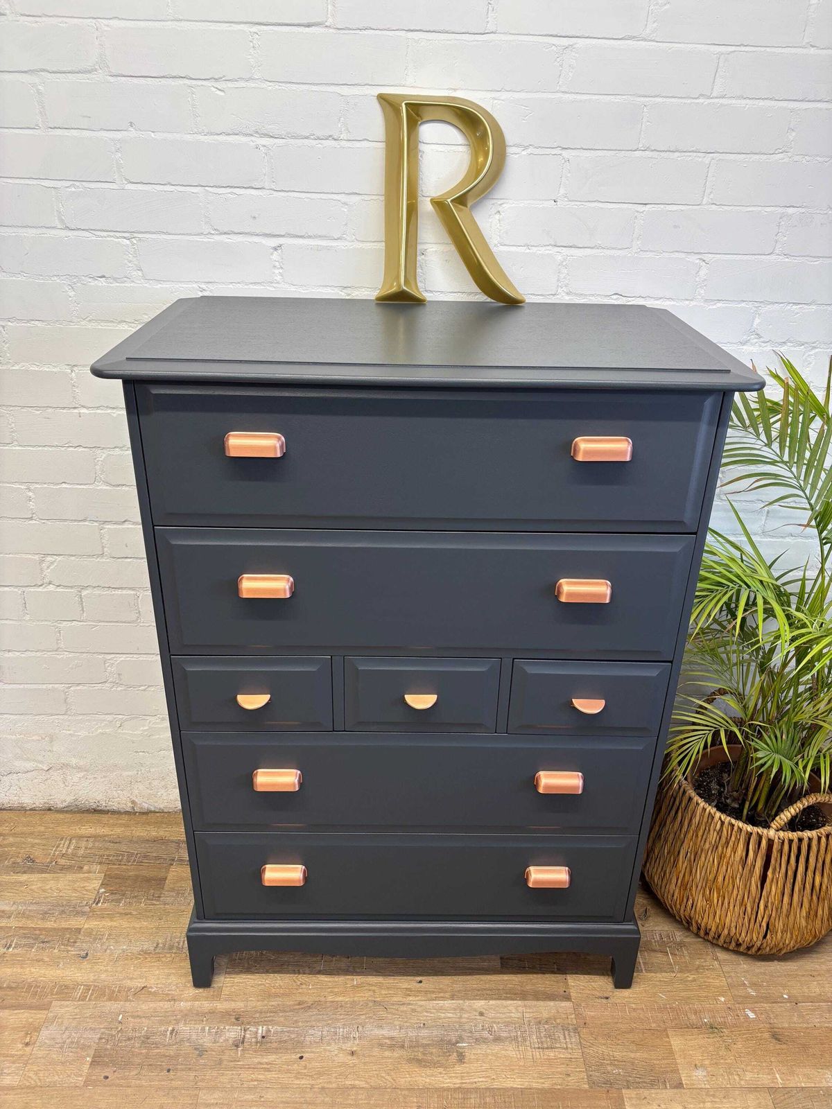 Stag Minstrel Tallboy Professionally Painted Grey/ Black photo furniture