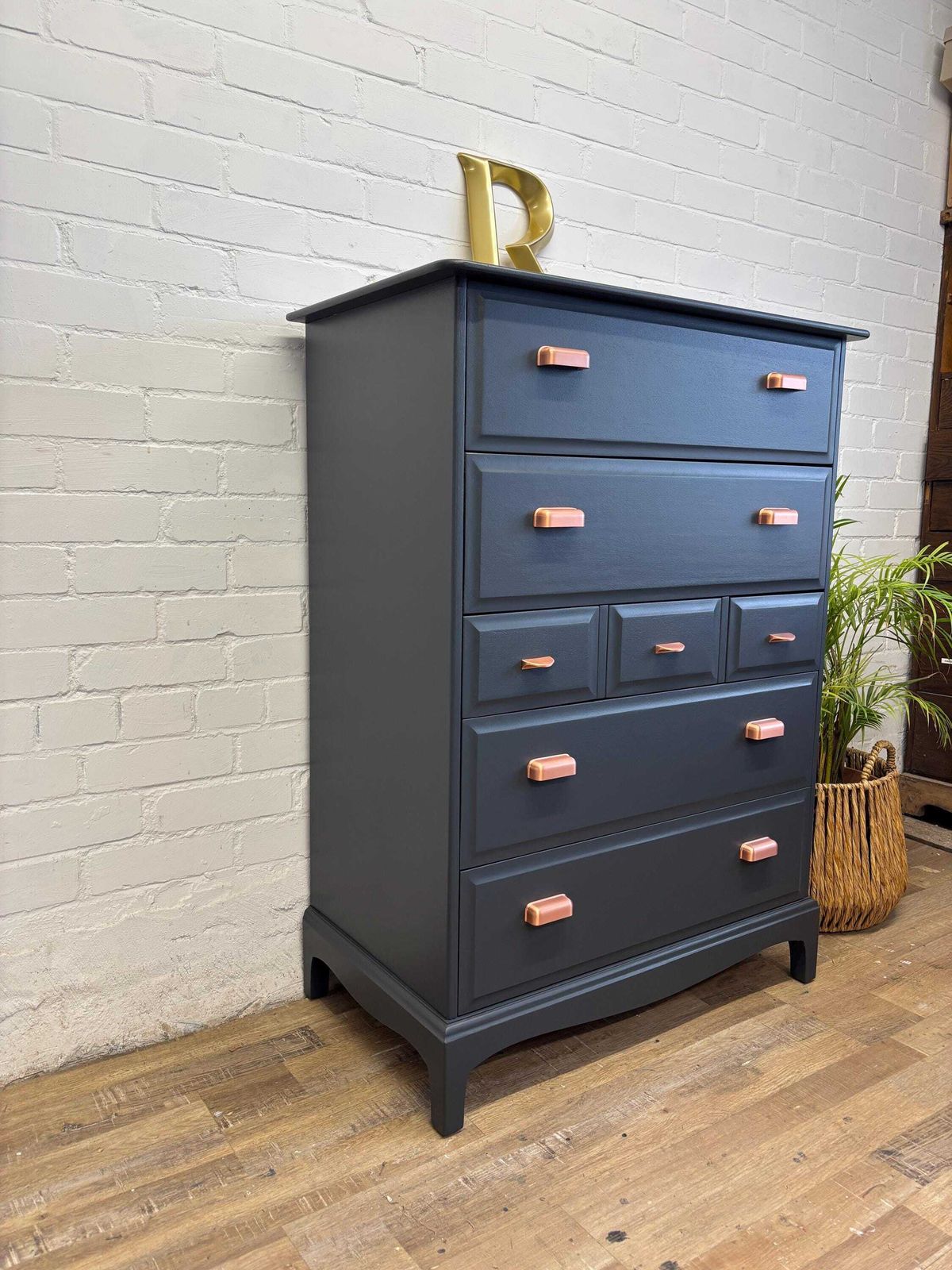 Stag Minstrel Tallboy Professionally Painted Grey/ Black photo Furniture