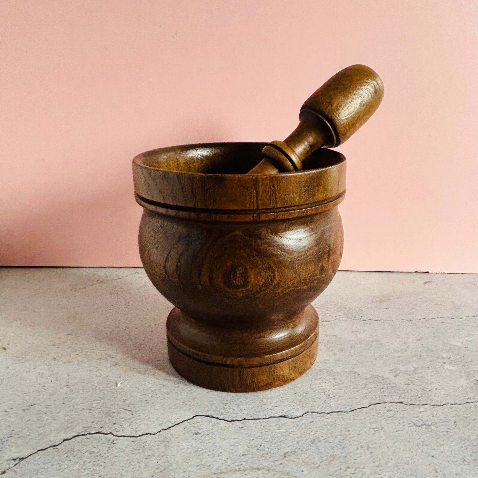 Antique Wooden English Treen Mortar And Pestle