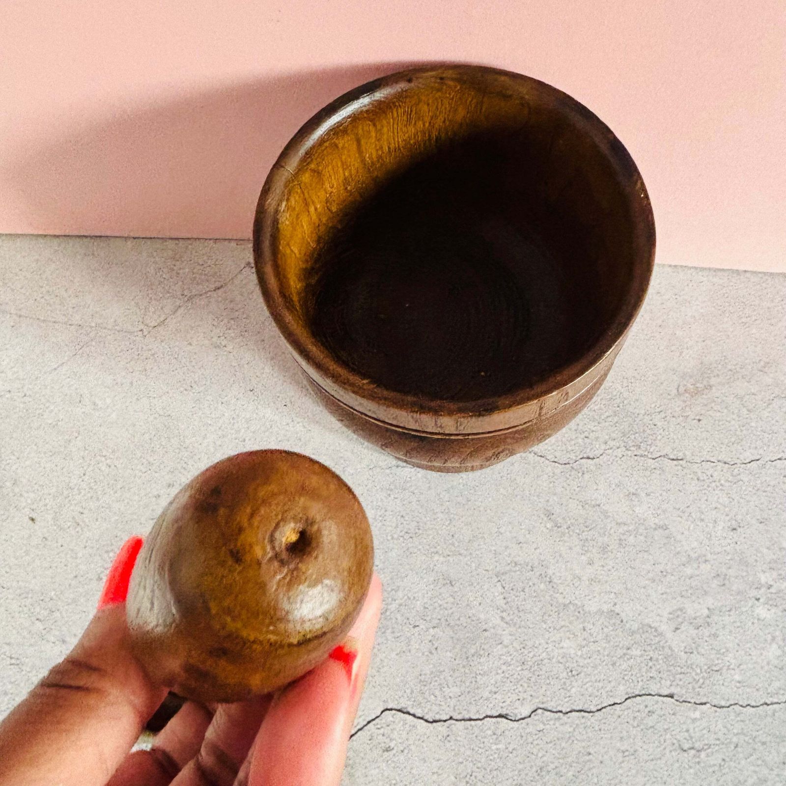 photo vinterior Antique Wooden English Treen Mortar And Pestle