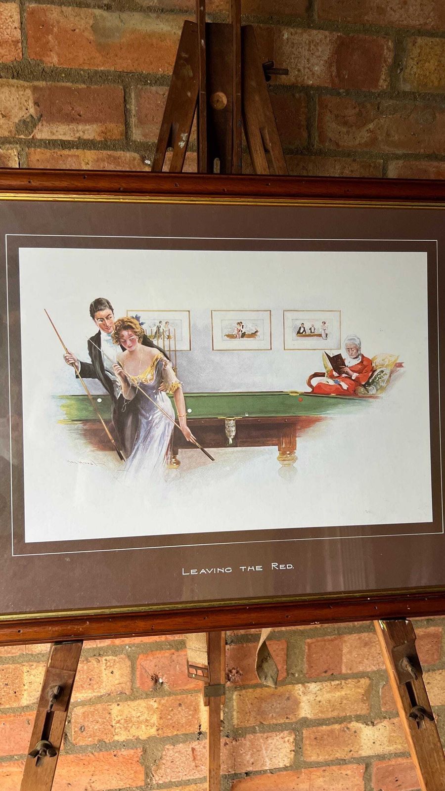 Framed Mid Century Reproduction After Hal Hurst – "Leaving The Red" photo furniture
