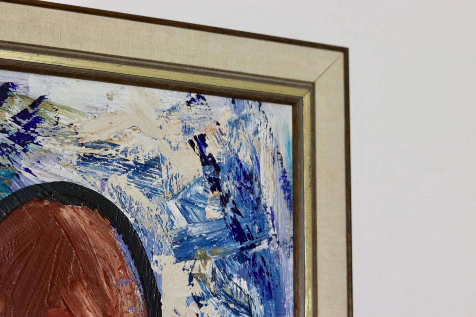 photo for sale Original Large Swedish Oil Painting "Figure "By Gösta Falck Circa 1960 Vintage & Framed